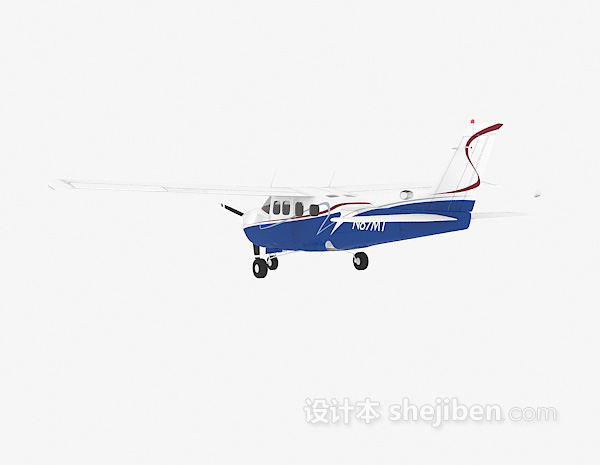 设计本蓝色直升飞机3d模型下载