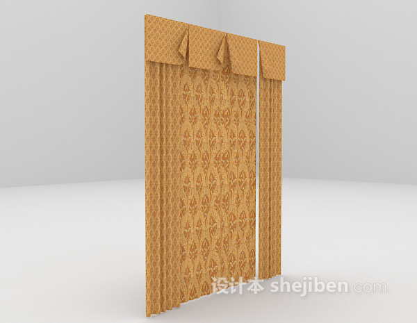 现代风格棕色窗帘免费3d模型下载