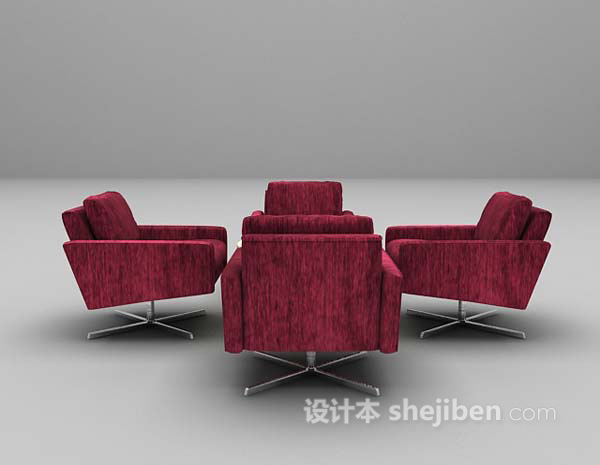 现代风格红色桌椅3d模型下载