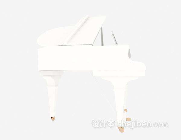 现代风格白色钢琴3d模型下载
