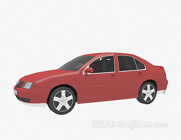 免费红色大众车的3d模型下载