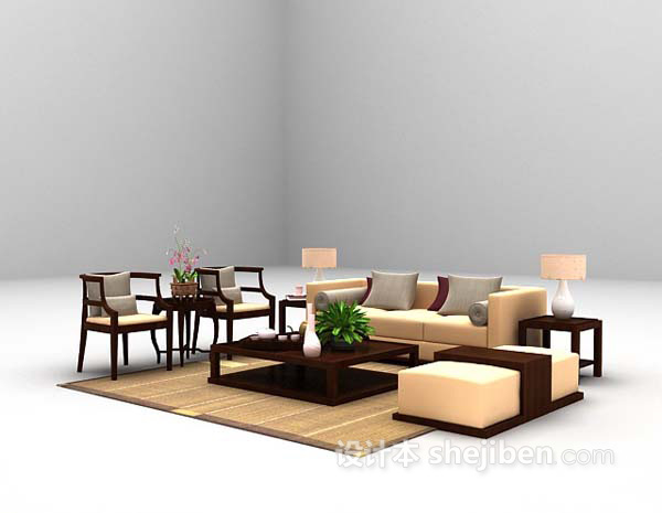 免费现代多人沙发3d模型下载