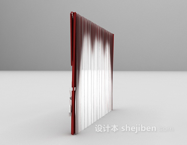 欧式风格红色欧式古典窗帘3d模型下载