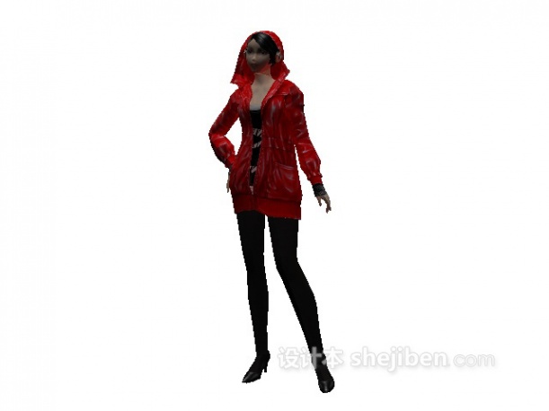 免费红色衣服女孩3d模型下载