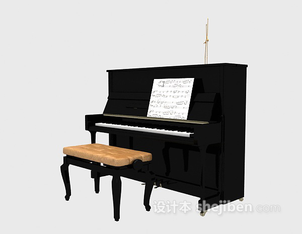 现代风格乐谱钢琴3d模型下载