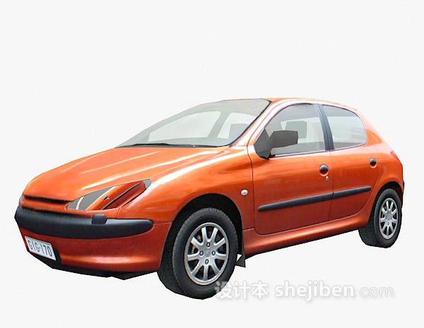设计本橙色车3d模型下载
