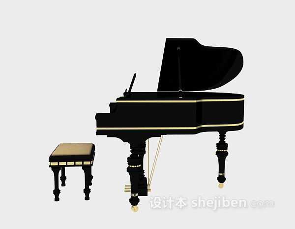 现代风格优雅钢琴3d模型下载