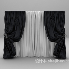 黑白间窗帘3d模型下载