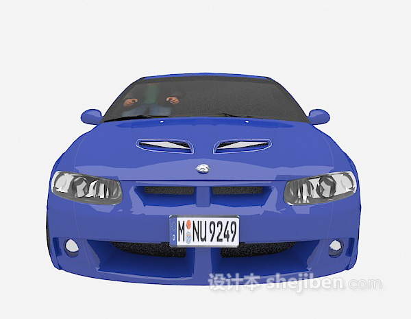 蓝色汽车3d模型免费下载