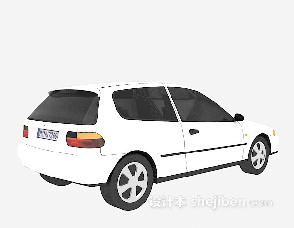 设计本白色小轿车的3d模型下载