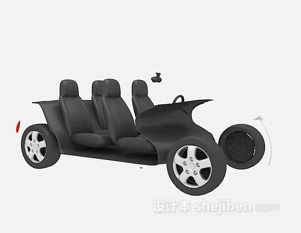 现代风格黑色运输车3d模型下载