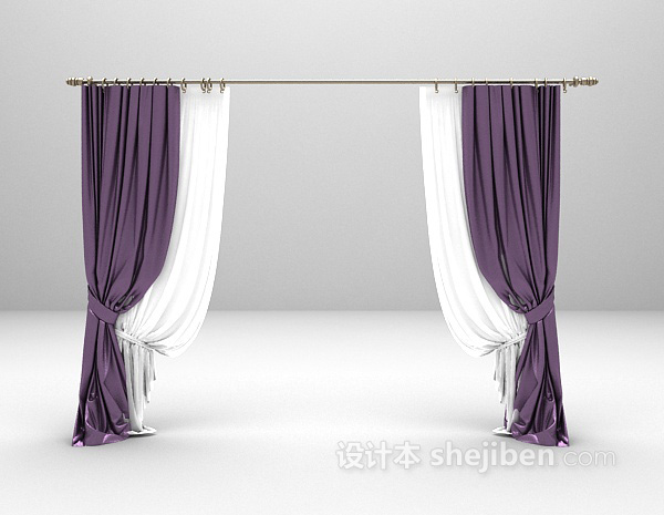 紫色浪漫窗帘3d模型下载