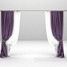 紫色浪漫窗帘3d模型下载