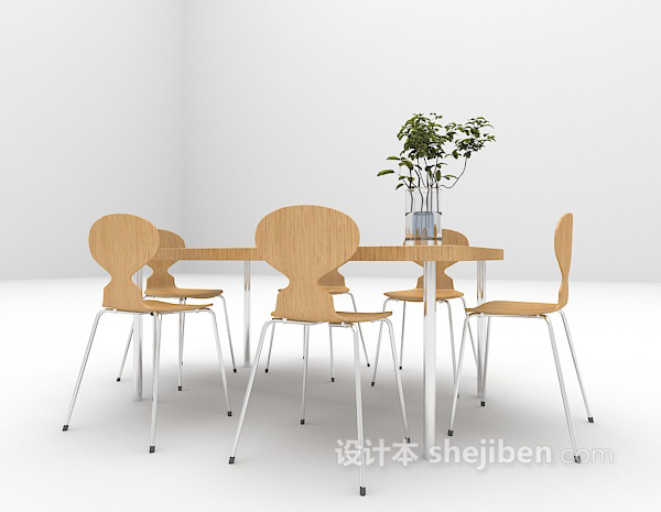免费现代灰色桌椅组合3d模型下载
