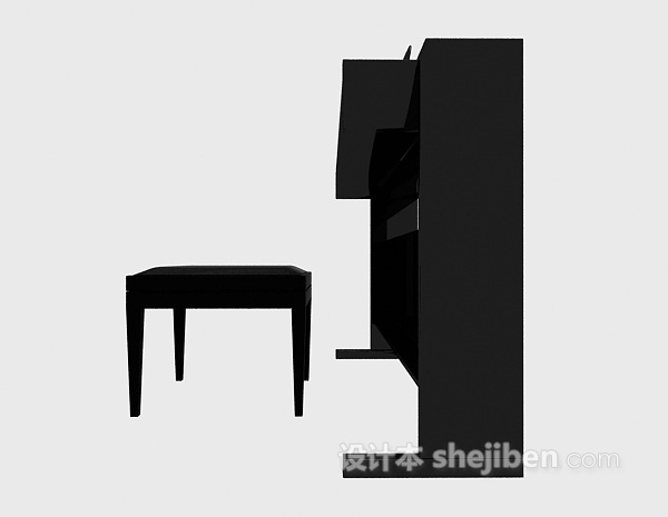 现代风格黑色简约钢琴3d模型下载
