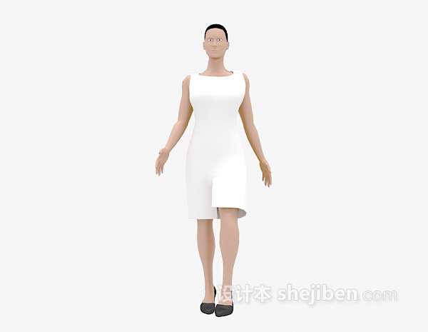 免费白色长裙女士3d模型下载