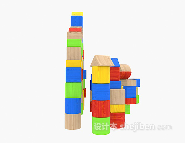 现代风格积木玩具3d模型下载