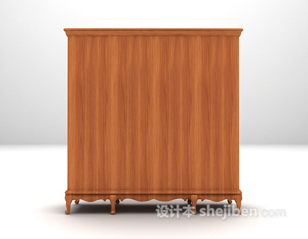 欧式风格棕色木质衣柜3d模型下载