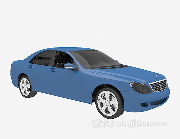 免费蓝色车3d模型下载