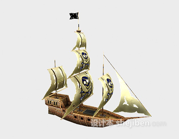 免费海贼帆船3d模型下载