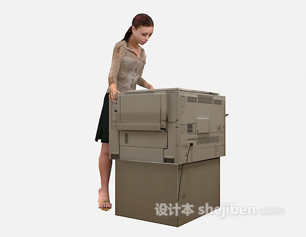 现代风格打印机女人3d模型下载