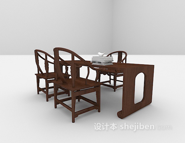 中式风格桌椅组合max3d模型下载