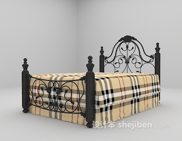 设计本欧式床max床3d模型下载