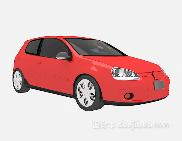 现代风格红色的汽车3d模型下载