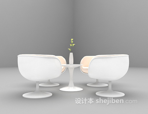 设计本白色桌椅组合大全3d模型下载
