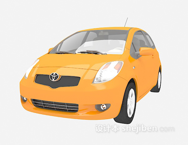 设计本黄色汽车3d模型下载