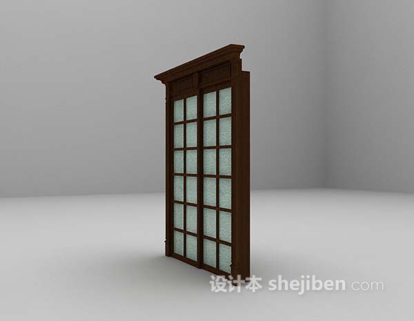 现代风格棕色木质门3d模型下载