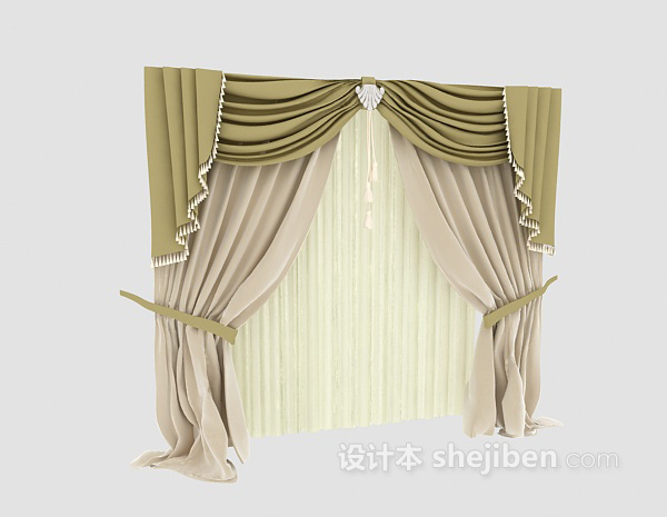 欧式风格欧式窗帘3d模型下载
