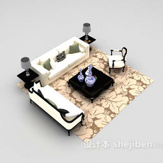 欧式白色沙发3d模型下载