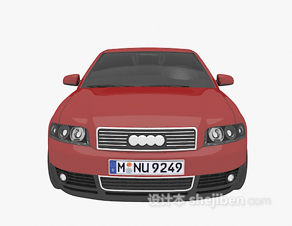 深红色汽车3d模型下载
