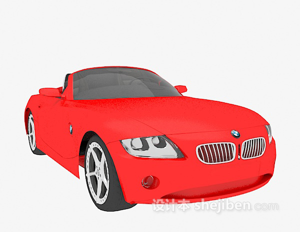 设计本红色炫酷跑车3d模型下载