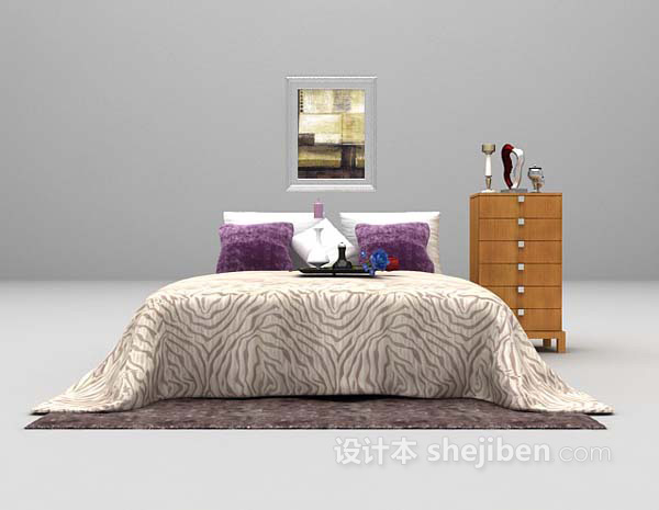 设计本现代家庭床3d模型下载