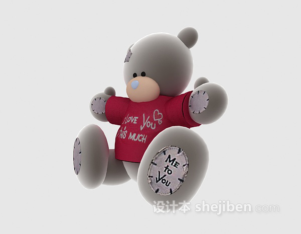 免费白色小熊玩具3d模型下载