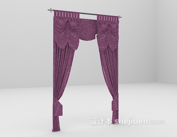 设计本紫色个性窗帘3d模型下载