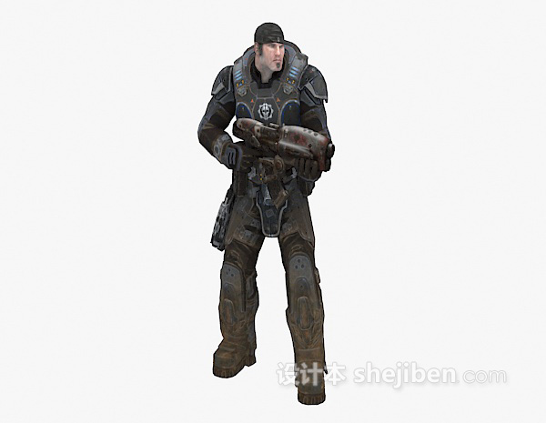 现代风格武装的男士3d模型下载