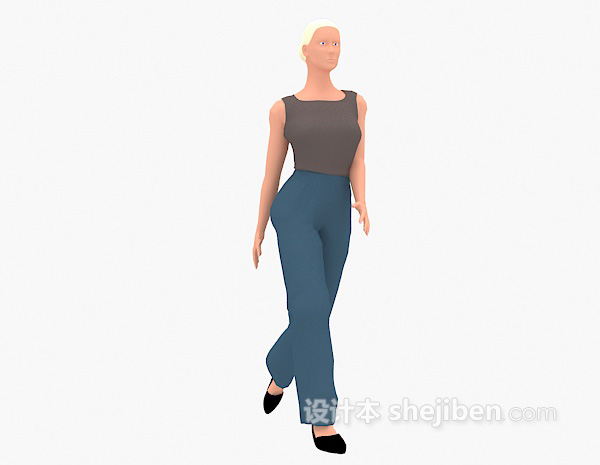 设计本大步行走中的女士3d模型下载