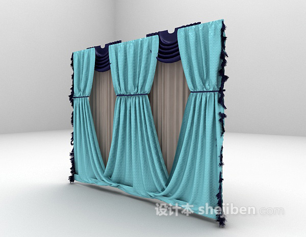 免费欧式窗帘3d模型下载