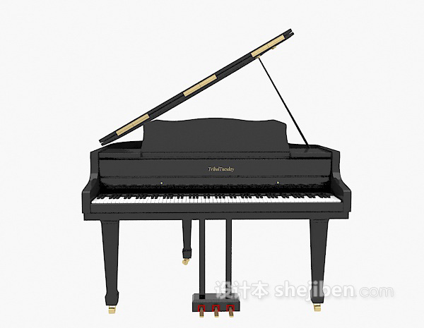 设计本黑色三角钢琴3d模型下载