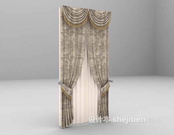 设计本灰色优雅窗帘3d模型下载