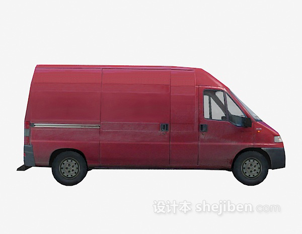 红色面包车 3d车模型下载