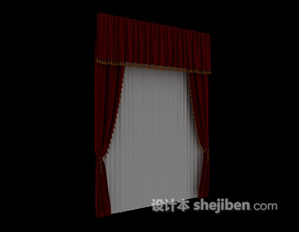 设计本个性红色窗帘3d模型下载