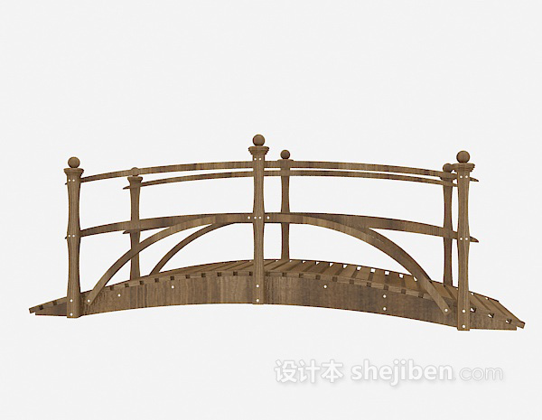 中式风格木桥3d模型下载