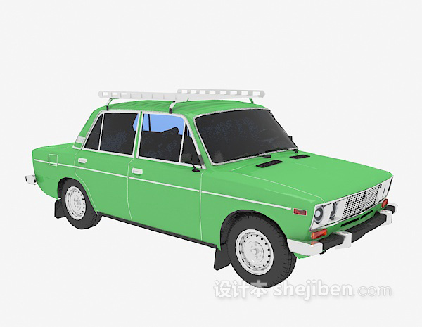 设计本绿色汽车3d模型下载