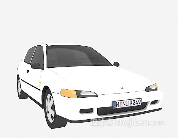 免费白色小轿车的3d模型下载