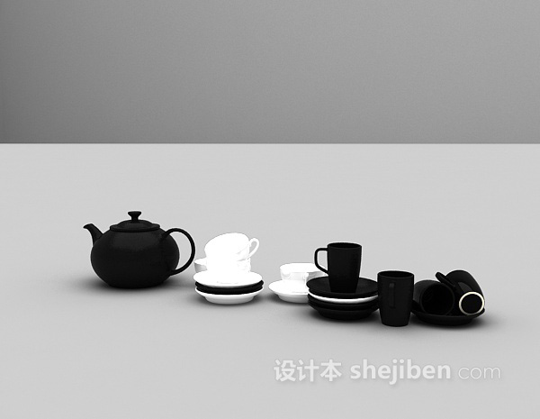 现代风格茶具3d模型下载
