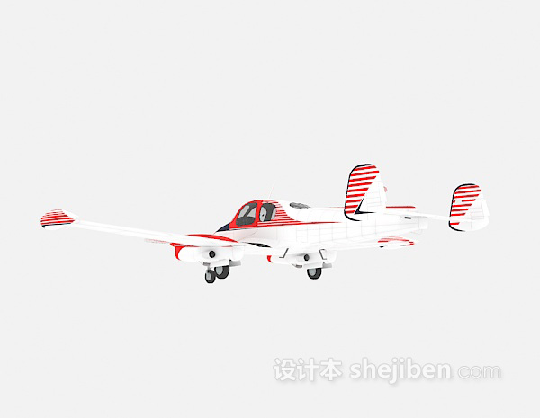 设计本红色条纹直升机3d模型下载